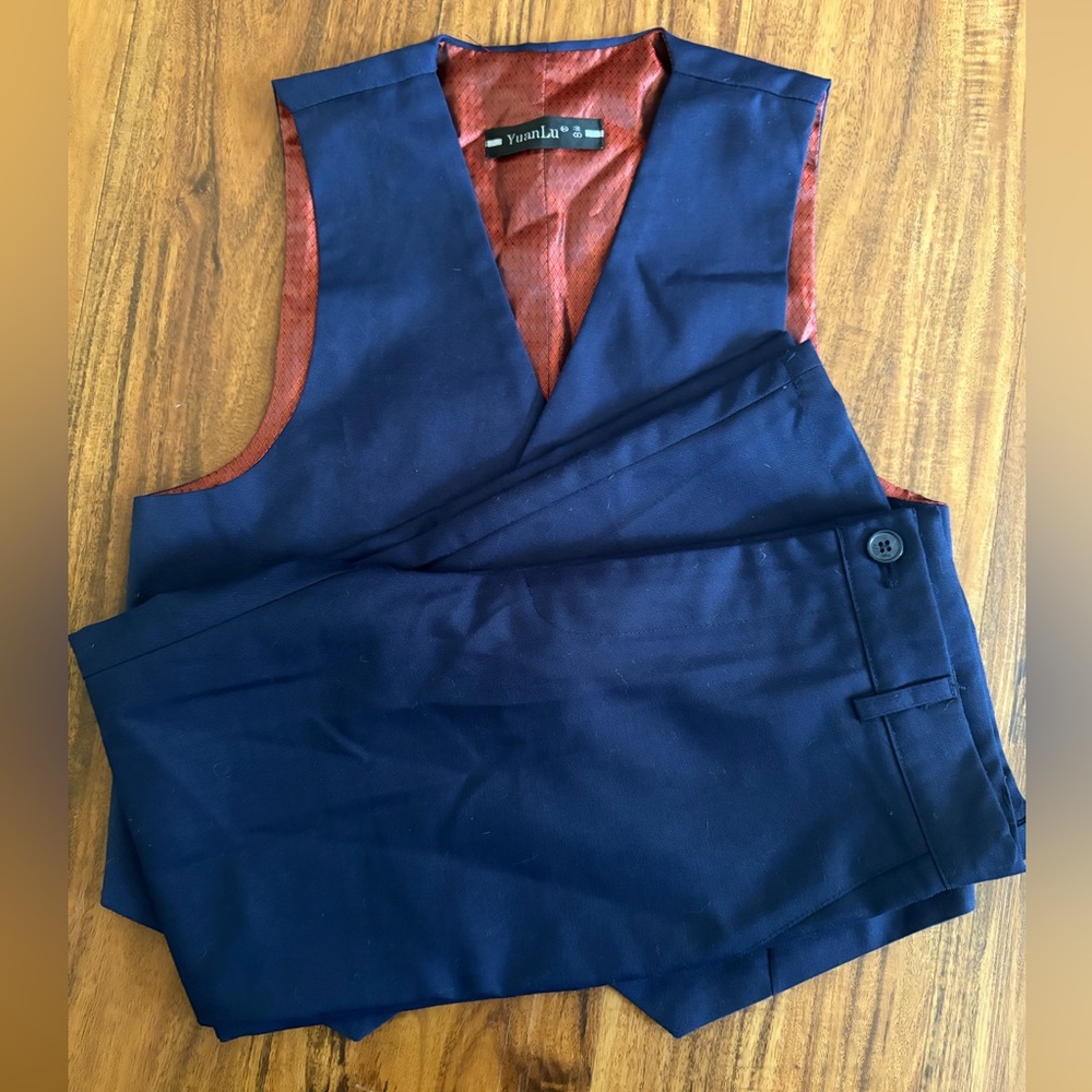 Navy Blue Vest and Pants Set